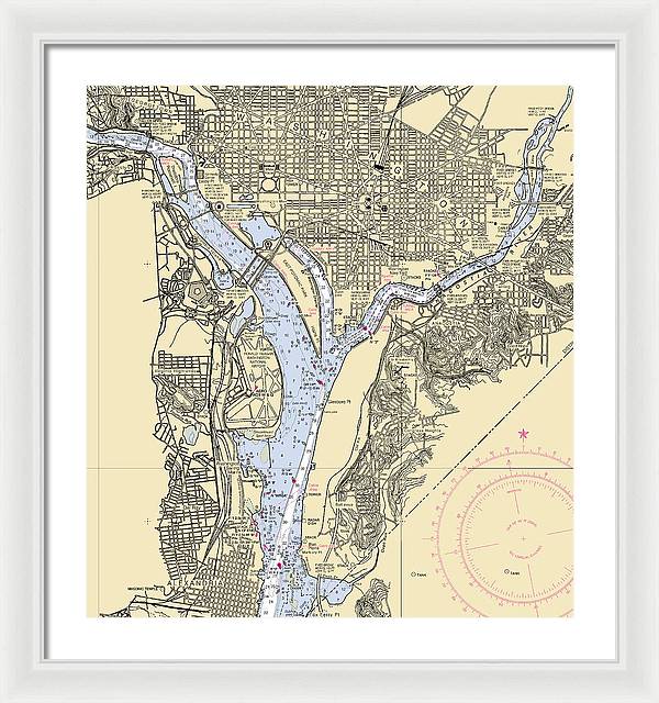 Washington Dc-virginia Nautical Chart - Framed Print