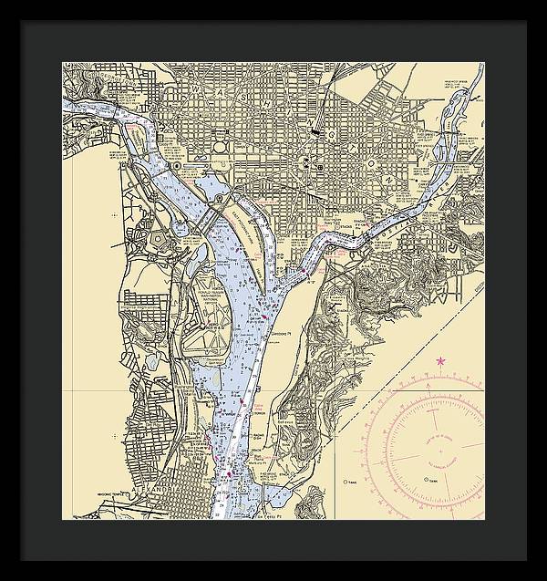 Washington Dc-virginia Nautical Chart - Framed Print