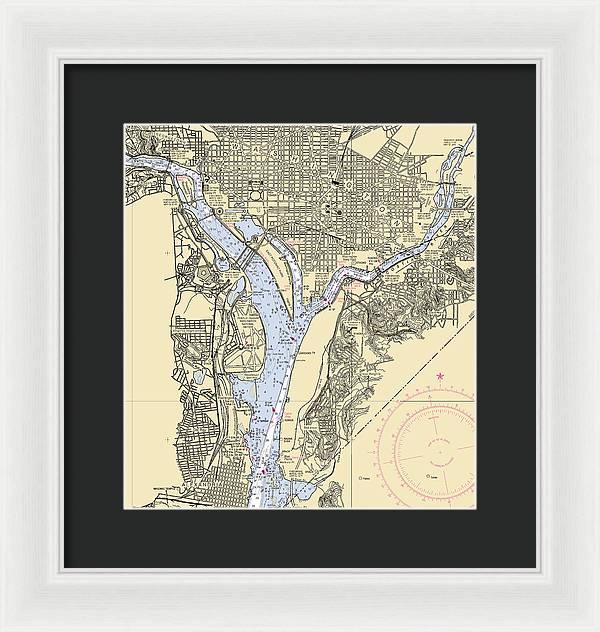 Washington Dc-virginia Nautical Chart - Framed Print