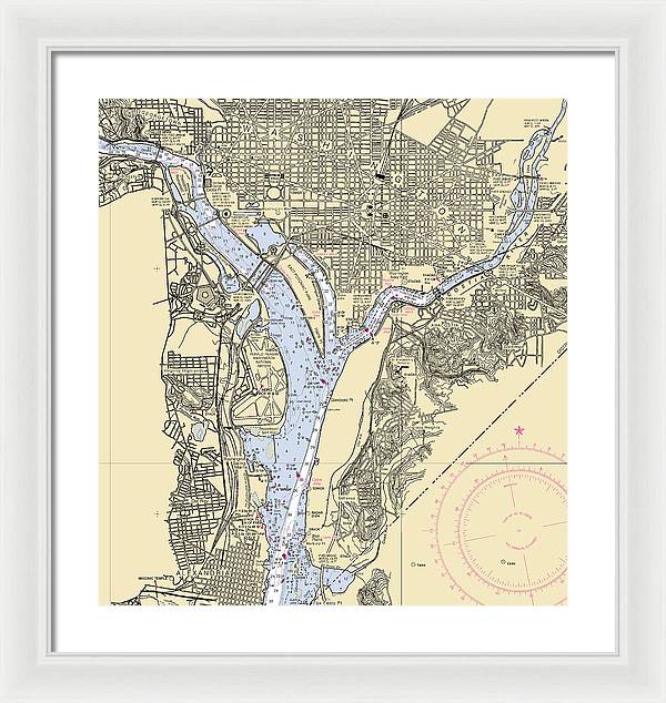 Washington Dc-virginia Nautical Chart - Framed Print