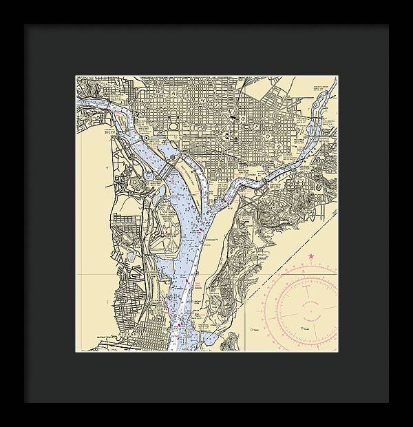 Washington Dc-virginia Nautical Chart - Framed Print