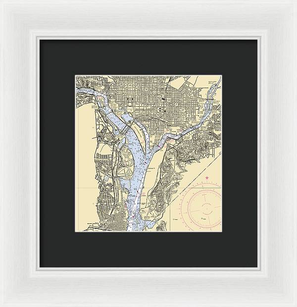 Washington Dc-virginia Nautical Chart - Framed Print