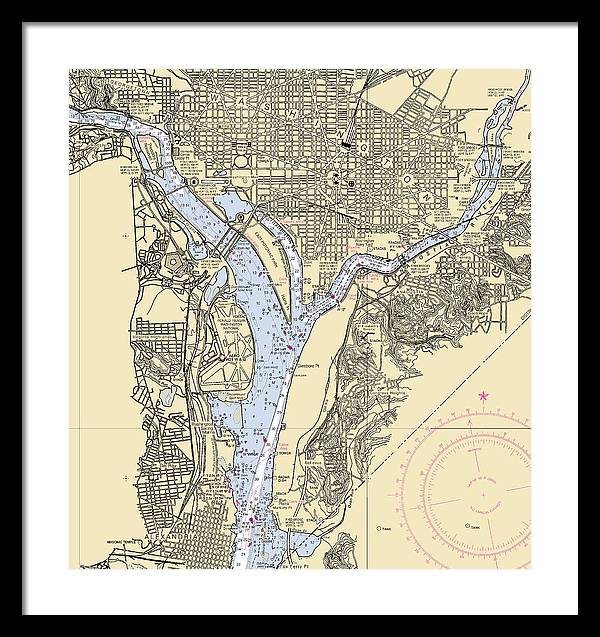 Washington Dc-virginia Nautical Chart - Framed Print