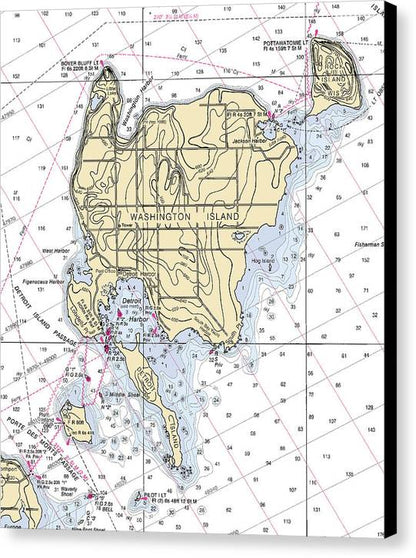 Washington Island-Lake Michigan Nautical Chart – 7" x 8" – Canvas Nautical Chart Print by SeaKoast