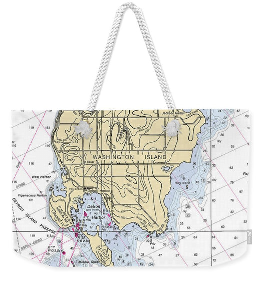 Washington Island-lake Michigan Nautical Chart - Weekender Tote Bag