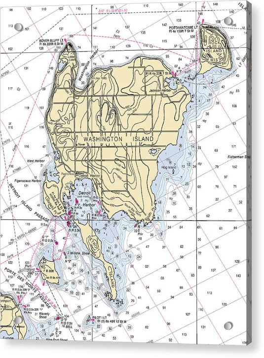 Washington Island-lake Michigan Nautical Chart - Acrylic Print