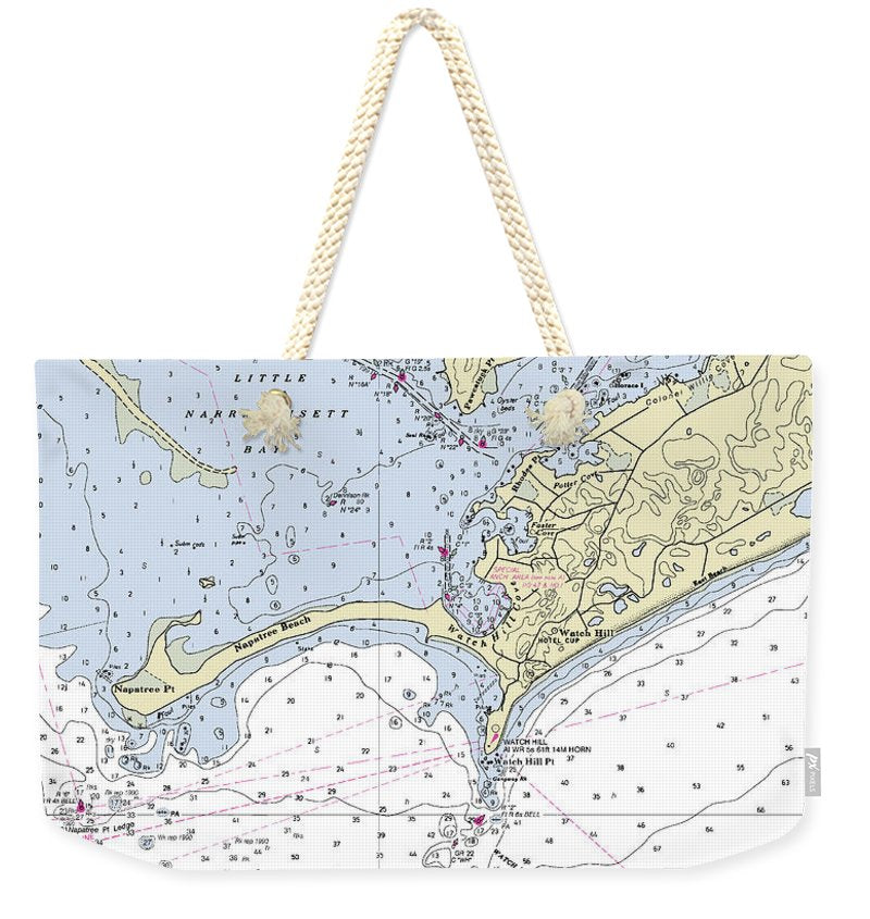 Watch Hill Rhode Island Nautical Chart - Weekender Tote Bag