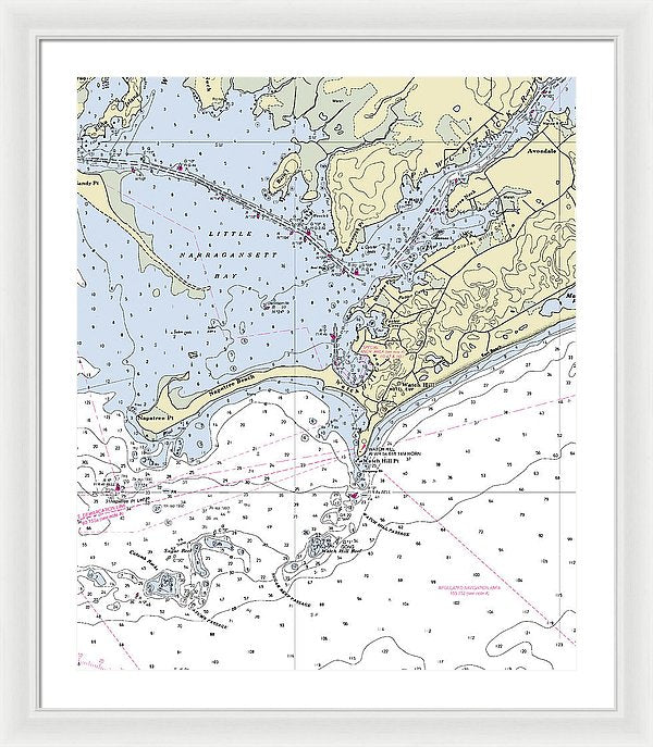 Watch Hill Rhode Island Nautical Chart - Framed Print