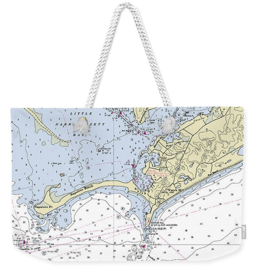 Watch Hill Rhode Island Nautical Chart - Weekender Tote Bag