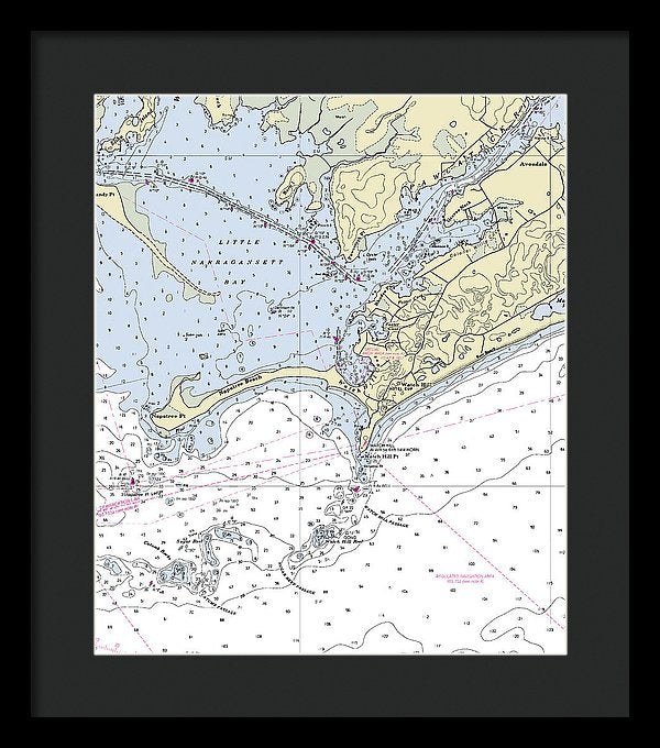 Watch Hill Rhode Island Nautical Chart - Framed Print