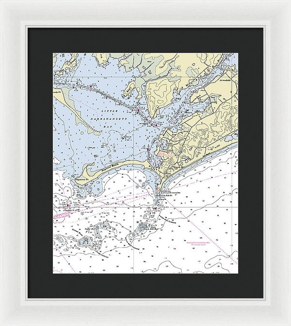 Watch Hill Rhode Island Nautical Chart - Framed Print