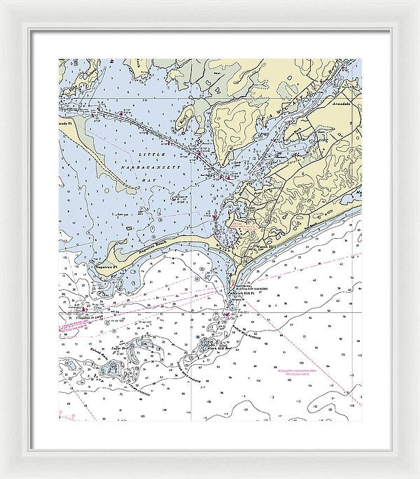 Watch Hill Rhode Island Nautical Chart - Framed Print