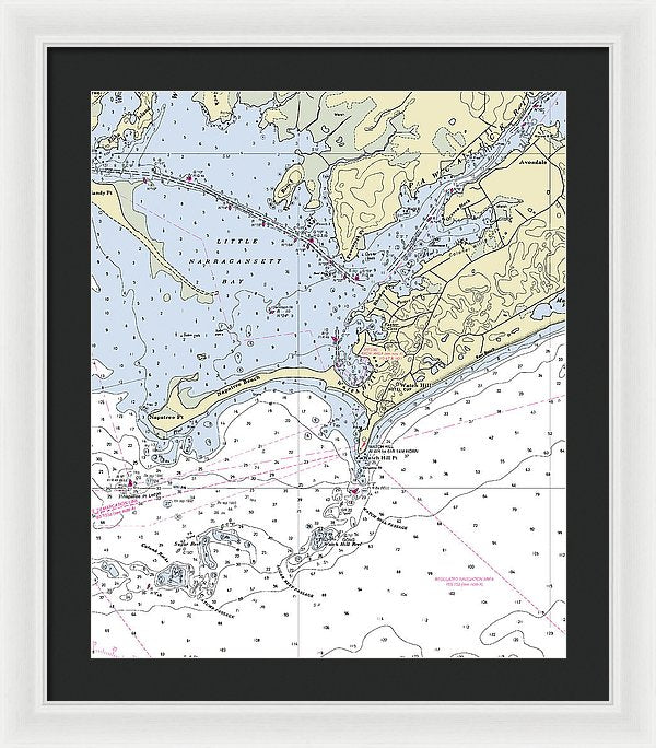 Watch Hill Rhode Island Nautical Chart - Framed Print