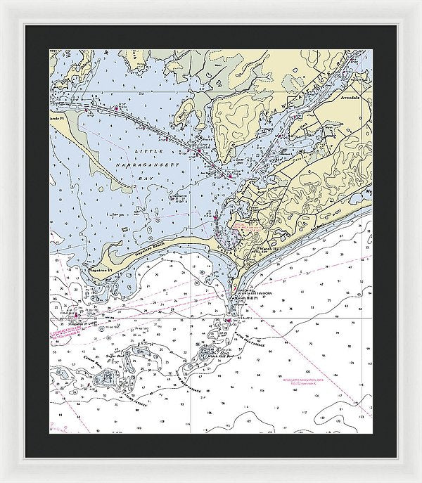 Watch Hill Rhode Island Nautical Chart - Framed Print