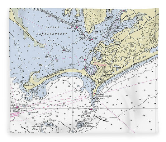 Watch Hill Rhode Island Nautical Chart Blanket