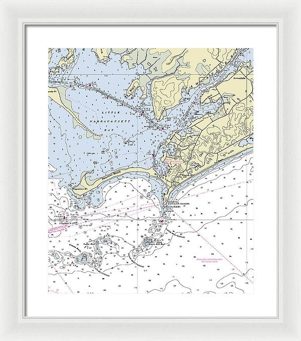 Watch Hill Rhode Island Nautical Chart - Framed Print