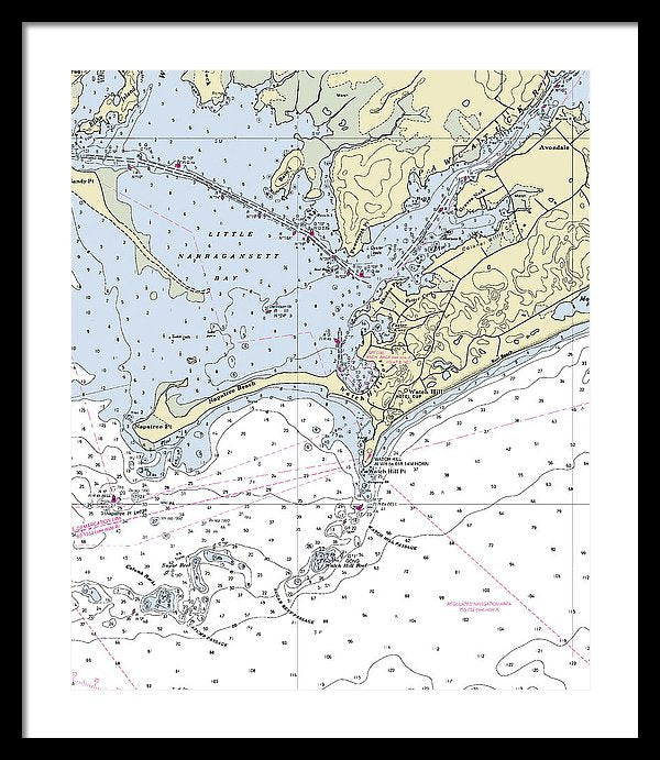 Watch Hill Rhode Island Nautical Chart - Framed Print