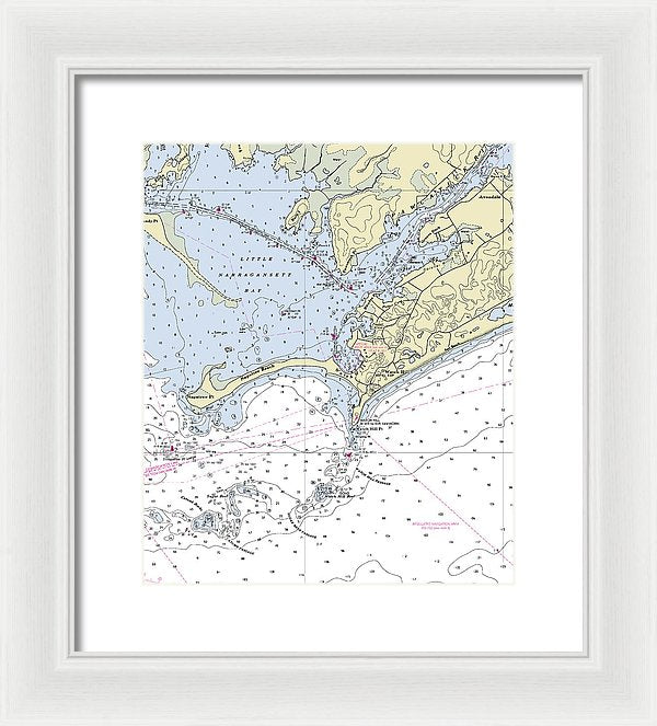 Watch Hill Rhode Island Nautical Chart - Framed Print