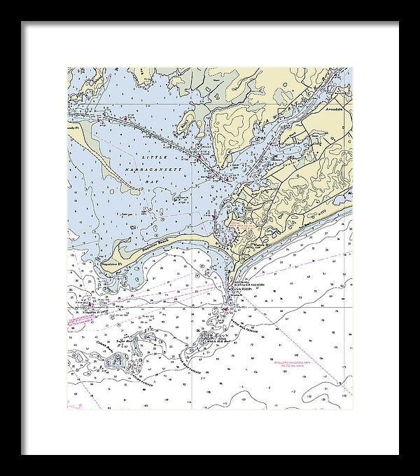 Watch Hill Rhode Island Nautical Chart - Framed Print