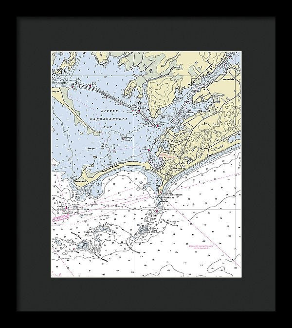 Watch Hill Rhode Island Nautical Chart - Framed Print