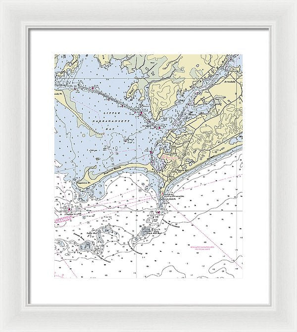 Watch Hill Rhode Island Nautical Chart - Framed Print