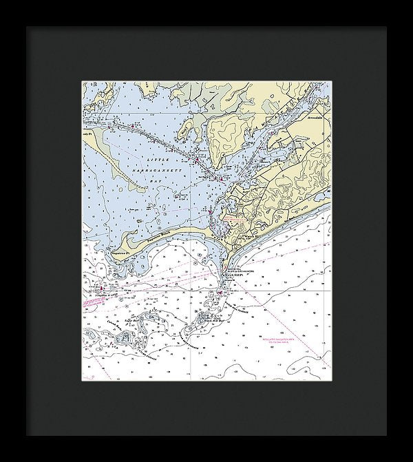 Watch Hill Rhode Island Nautical Chart - Framed Print