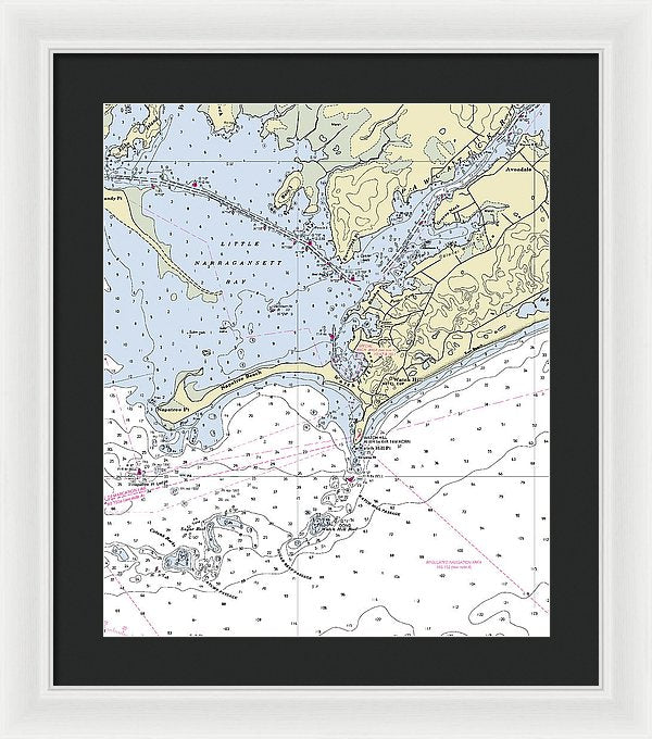 Watch Hill Rhode Island Nautical Chart - Framed Print