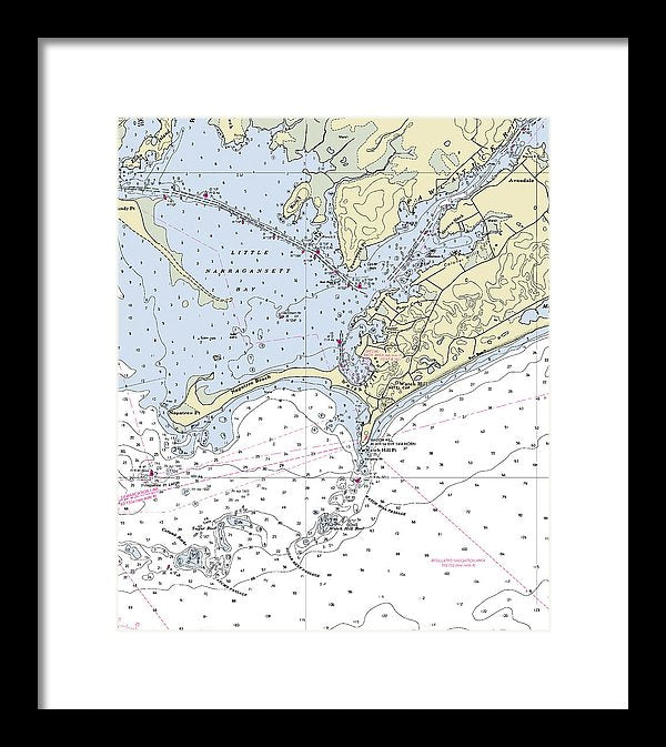 Watch Hill Rhode Island Nautical Chart - Framed Print