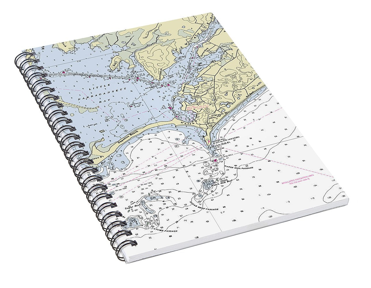 Watch Hill Rhode Island Nautical Chart - Spiral Notebook