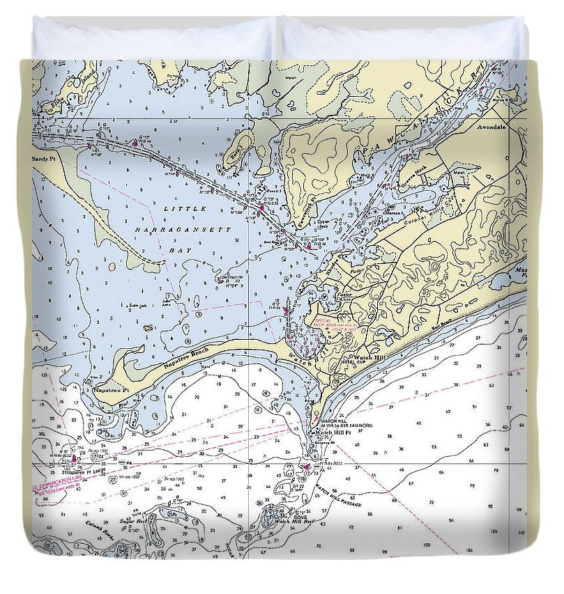 Watch Hill Rhode Island Nautical Chart Duvet Cover