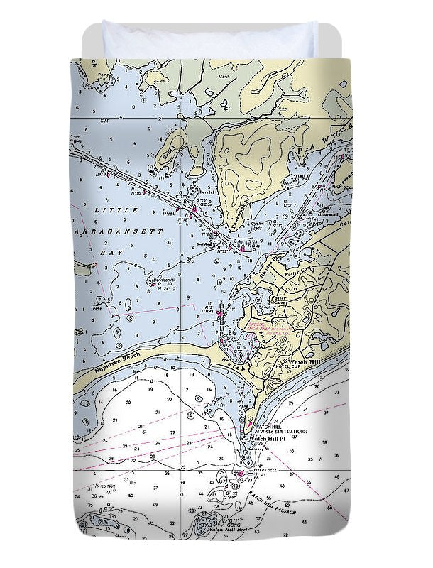 Watch Hill Rhode Island Nautical Chart - Duvet Cover