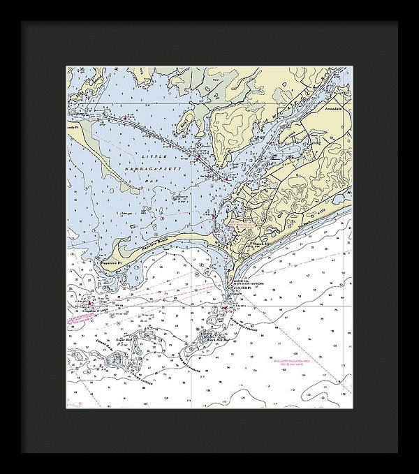 Watch Hill Rhode Island Nautical Chart - Framed Print