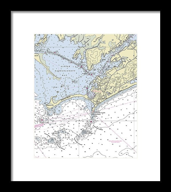 Watch Hill Rhode Island Nautical Chart - Framed Print