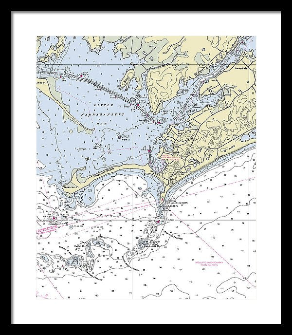 Watch Hill Rhode Island Nautical Chart - Framed Print