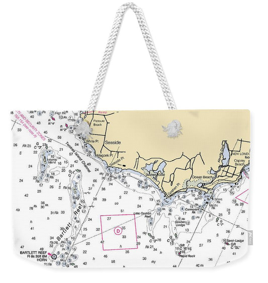 Waterford-connecticut Nautical Chart - Weekender Tote Bag