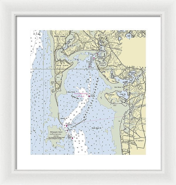 Wellfleet Massachusetts Nautical Chart - Framed Print