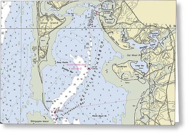Wellfleet Massachusetts Nautical Chart - Greeting Card