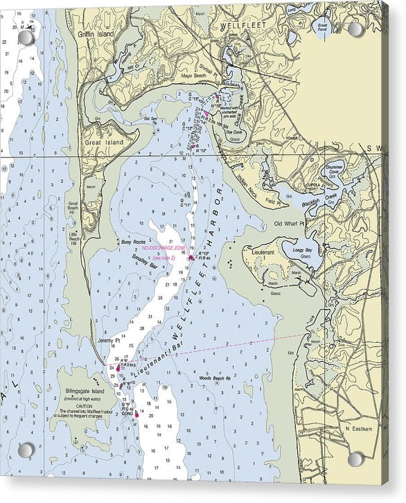 Wellfleet Massachusetts Nautical Chart - Acrylic Print