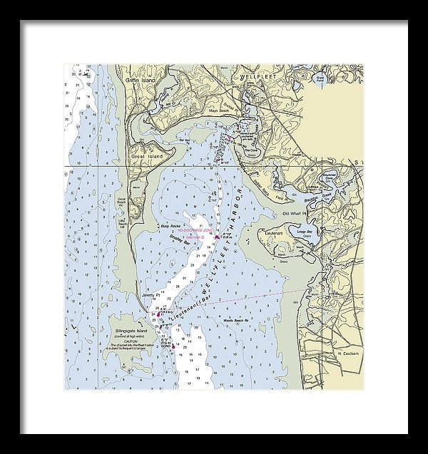 Wellfleet Massachusetts Nautical Chart - Framed Print