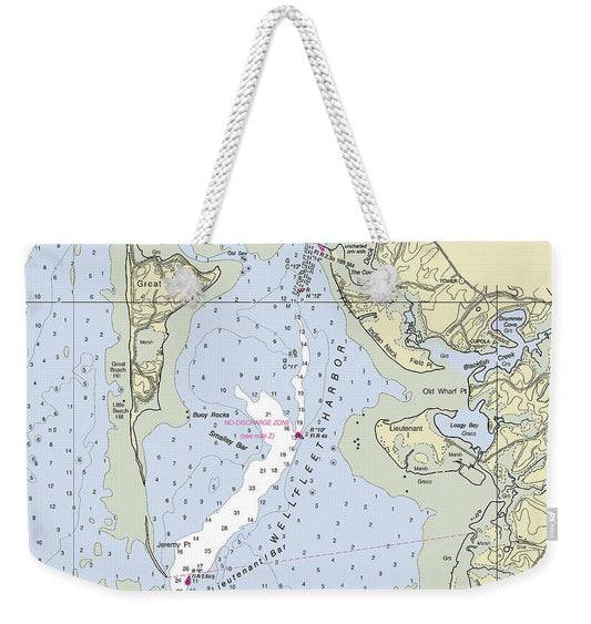 Wellfleet Massachusetts Nautical Chart - Weekender Tote Bag