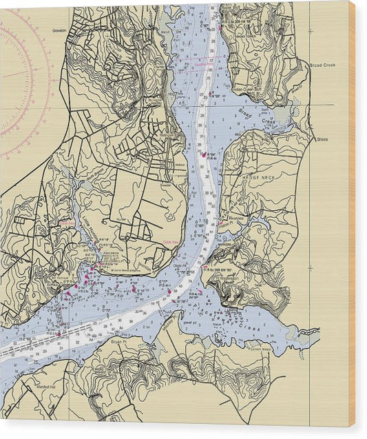 Wellington-Virginia Nautical Chart Wood Print