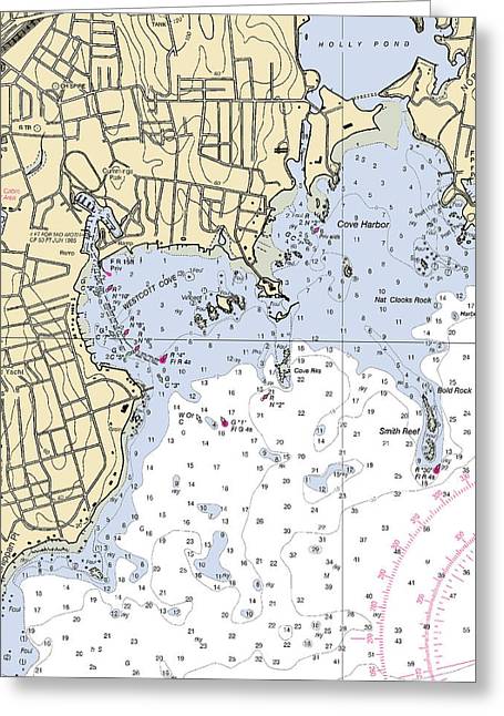 Wescott-connecticut Nautical Chart - Greeting Card