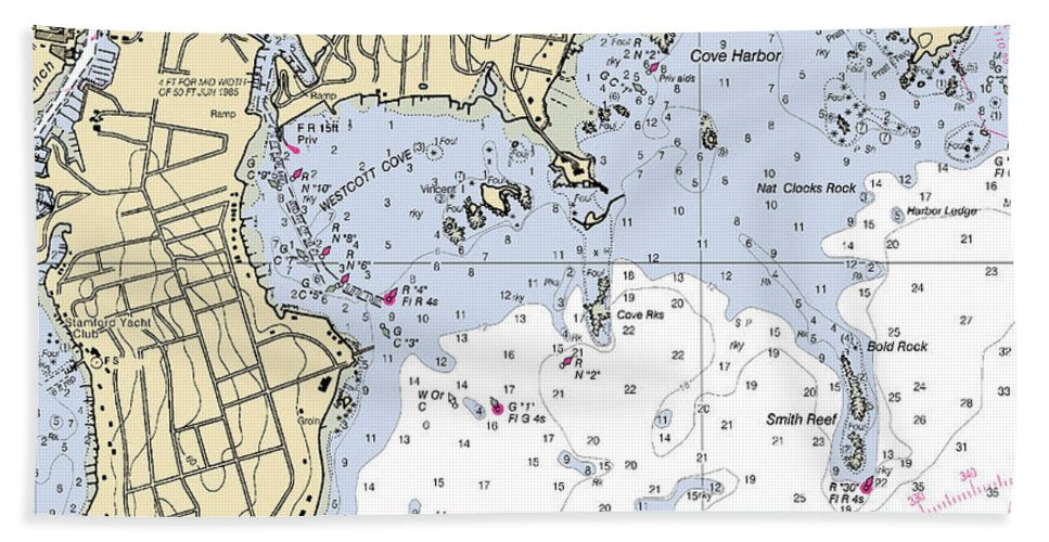 Wescott-connecticut Nautical Chart - Beach Towel