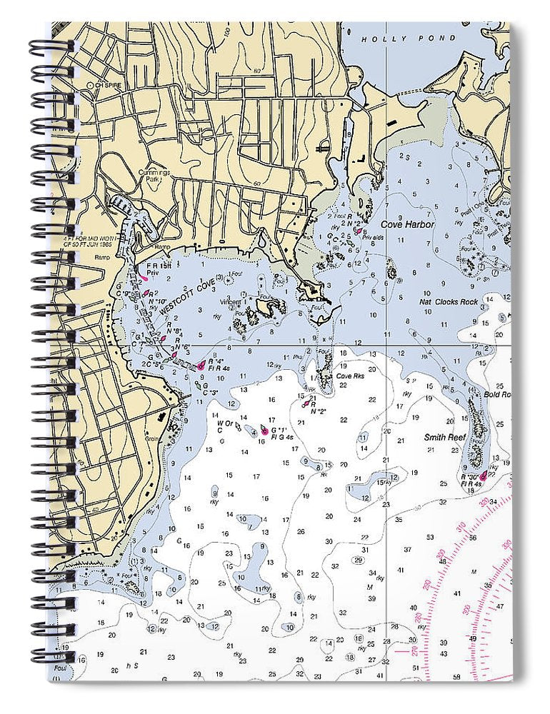 Wescott Connecticut Nautical Chart Spiral Notebook