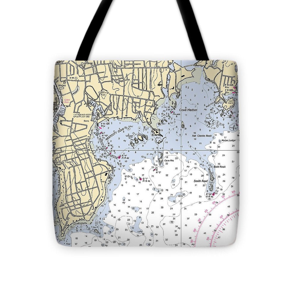 Wescott-connecticut Nautical Chart - Tote Bag