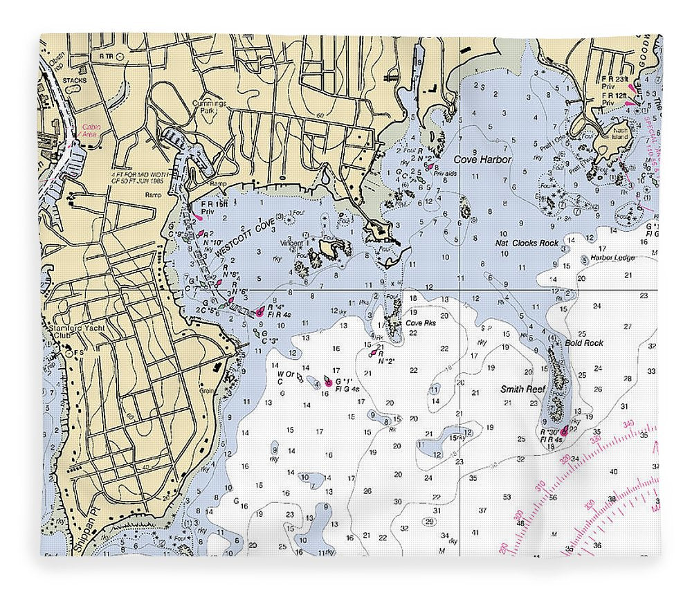 Wescott Connecticut Nautical Chart Blanket