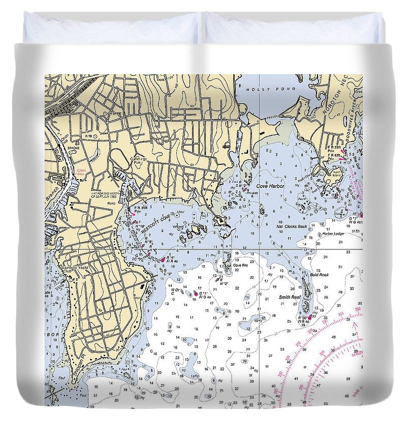 Wescott Connecticut Nautical Chart Duvet Cover