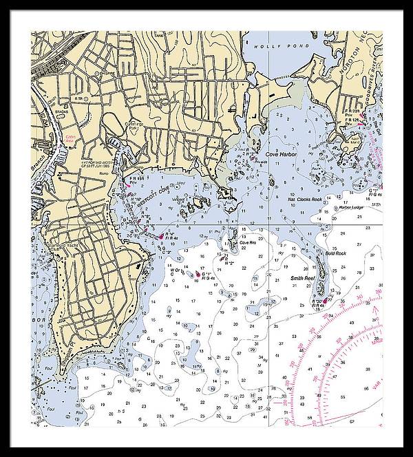 Wescott-connecticut Nautical Chart - Framed Print