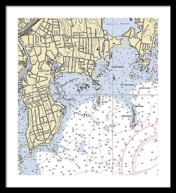 Wescott-connecticut Nautical Chart - Framed Print