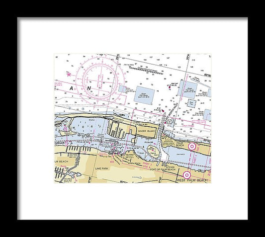 West Palm Beach Florida Nautical Chart - Framed Print